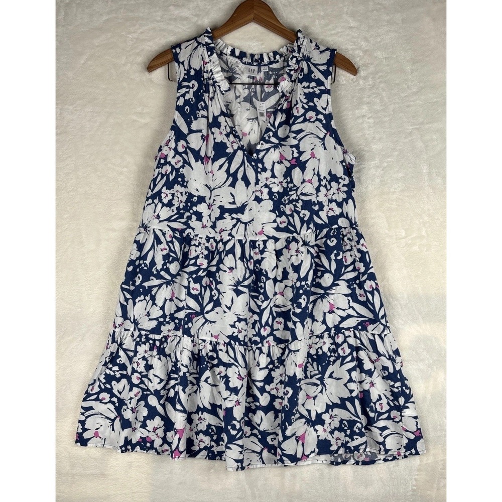 Gap Floral Tiered Ruffle‎ Babydoll Boho Beach Resort Dress Sz L Summer Spring